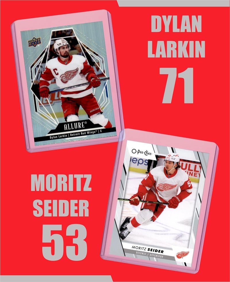 Chaser Detroit Red Wings Cards: Dylan Larkin, Moritz Seider, Cam Talbot, Alex DeBrincat, Andrew Copp, Lucas Raymond, Sergei Fedorov, Steve Yzerman ASSORTED Hockey Stars & GOATs Trading Card & Wristbands Gift Pack - Image 2